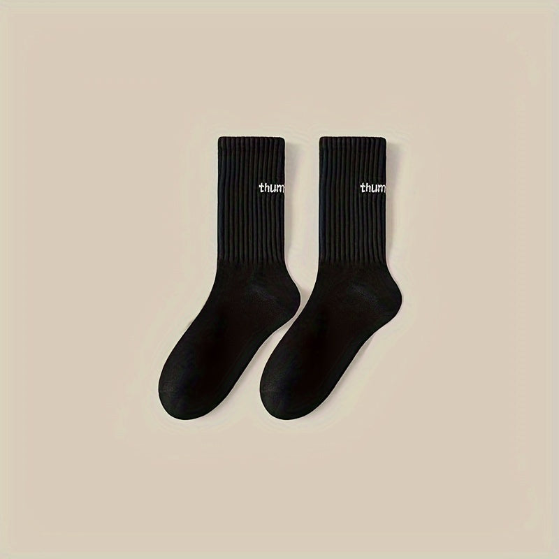1\u002F5 Pairs Unisex Casual Plain Color Socks, Fashion Versatile Socks, Breathable Comfy Crew Socks, Casual Sports Socks for Men Women
