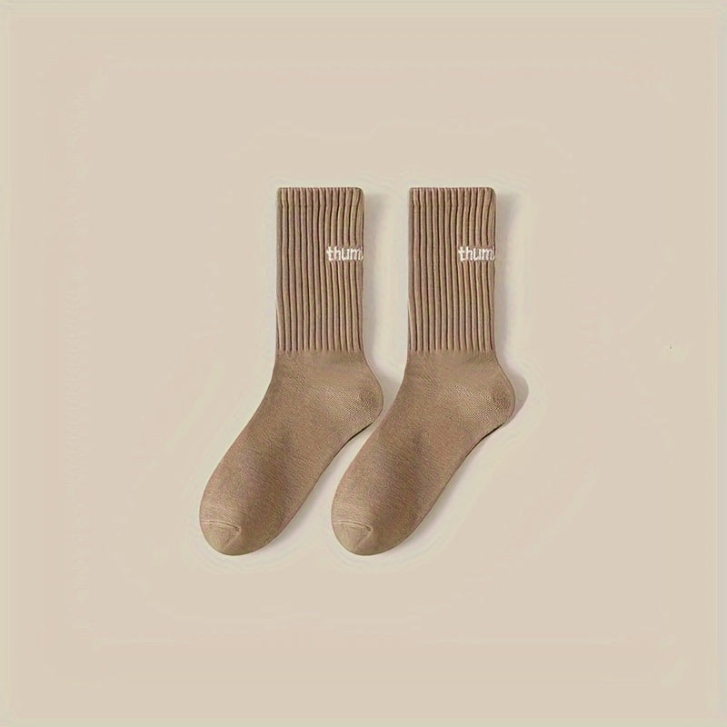 1\u002F5 Pairs Unisex Casual Plain Color Socks, Fashion Versatile Socks, Breathable Comfy Crew Socks, Casual Sports Socks for Men Women