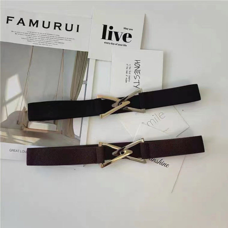 Fashion Elastic Belts Women Decorative Waistband Waist Strap Triangle Buckle Clothing Decoration Waist Belts Adjustable GM028