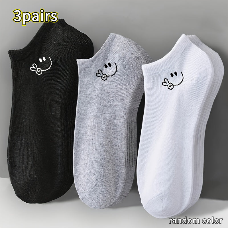 3 Pairs Unisex Sports Casual Invisible Socks - Easy Versatile Solid Color Fashion Short Socks, Black, White, Gray Socks - Moisture-Wicking Breathable Fabric, Suitable for Daily Casual Basketball, Hiking, - Sports Casual, Elastic Fit Design