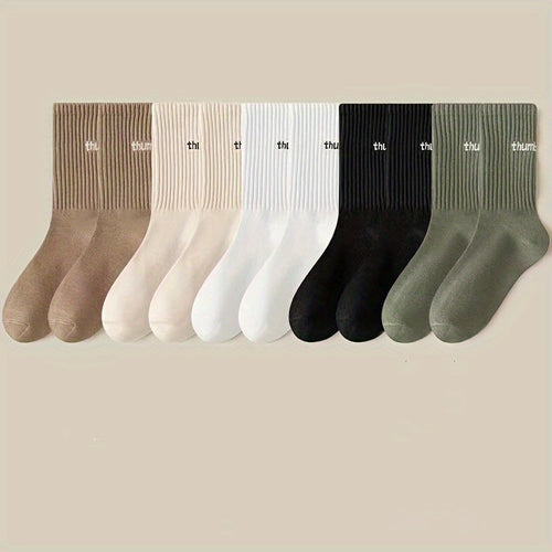 1\u002F5 Pairs Unisex Casual Plain Color Socks, Fashion Versatile Socks, Breathable Comfy Crew Socks, Casual Sports Socks for Men Women