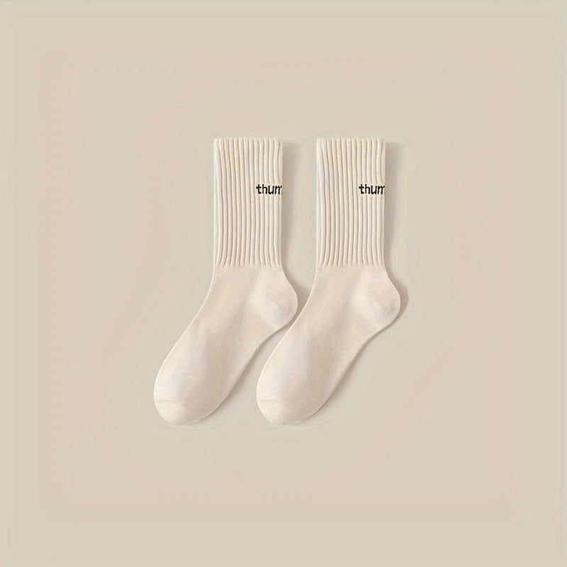 1\u002F5 Pairs Unisex Casual Plain Color Socks, Fashion Versatile Socks, Breathable Comfy Crew Socks, Casual Sports Socks for Men Women