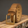 Men's Vintage Genuine Leather Golf Belt - Handcrafted Top-Grain Cowhide, Thickened Durable Design with Square Pin Buckle, Casual & Formal Versatile Style, Gift Box Included for Christmas, Father's Day, Valentine's Day