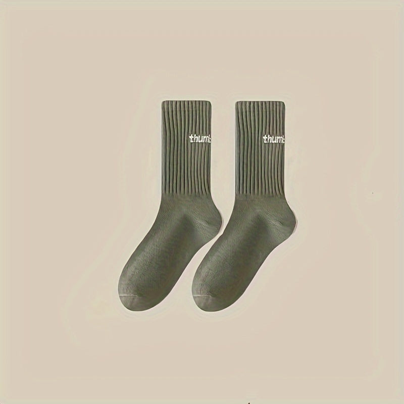 1\u002F5 Pairs Unisex Casual Plain Color Socks, Fashion Versatile Socks, Breathable Comfy Crew Socks, Casual Sports Socks for Men Women