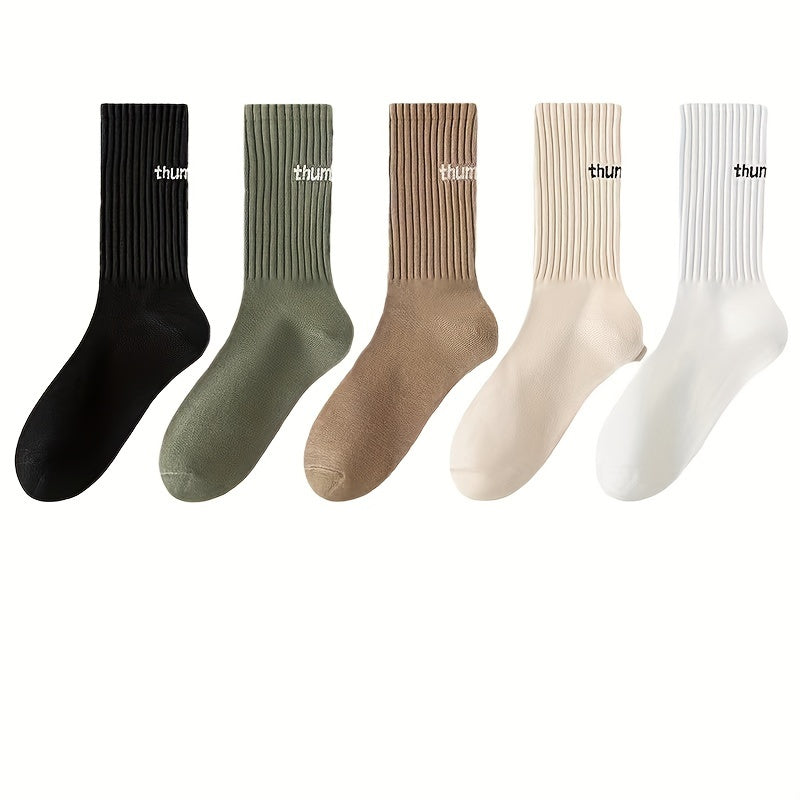 1\u002F5 Pairs Unisex Casual Plain Color Socks, Fashion Versatile Socks, Breathable Comfy Crew Socks, Casual Sports Socks for Men Women