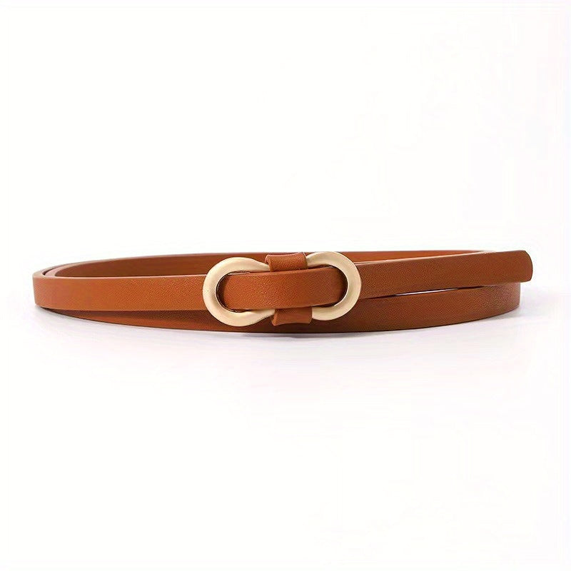 1pc, Simple Figure-eight Buckle Slim Belt, Vintage Thin Belt, Versatile Fashion Knot Tie, Decorative Waist Accessory for Skirts and Sweaters, Small Suit Belt, Narrow Dress Belt, Must-have Fashionable Women's Belt