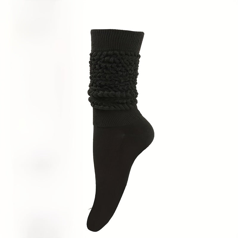 Random 3 Pairs of Pile Socks, Brown Merlette Style Socks, Women'S Spring Autumn Mid-Calf Socks, Ins Trendy Influencer Candy Colors Long Tube Socks