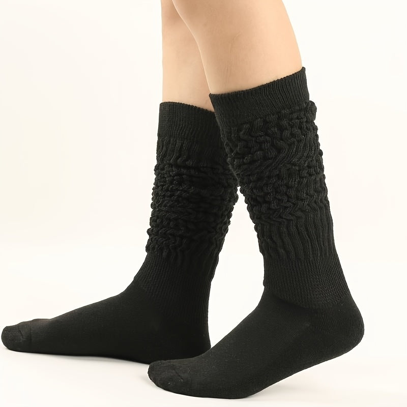Random 3 Pairs of Pile Socks, Brown Merlette Style Socks, Women'S Spring Autumn Mid-Calf Socks, Ins Trendy Influencer Candy Colors Long Tube Socks