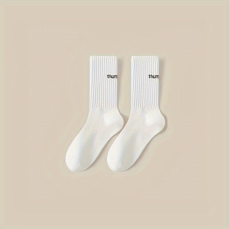 1\u002F5 Pairs Unisex Casual Plain Color Socks, Fashion Versatile Socks, Breathable Comfy Crew Socks, Casual Sports Socks for Men Women