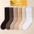Random 3 Pairs of Pile Socks, Brown Merlette Style Socks, Women'S Spring Autumn Mid-Calf Socks, Ins Trendy Influencer Candy Colors Long Tube Socks