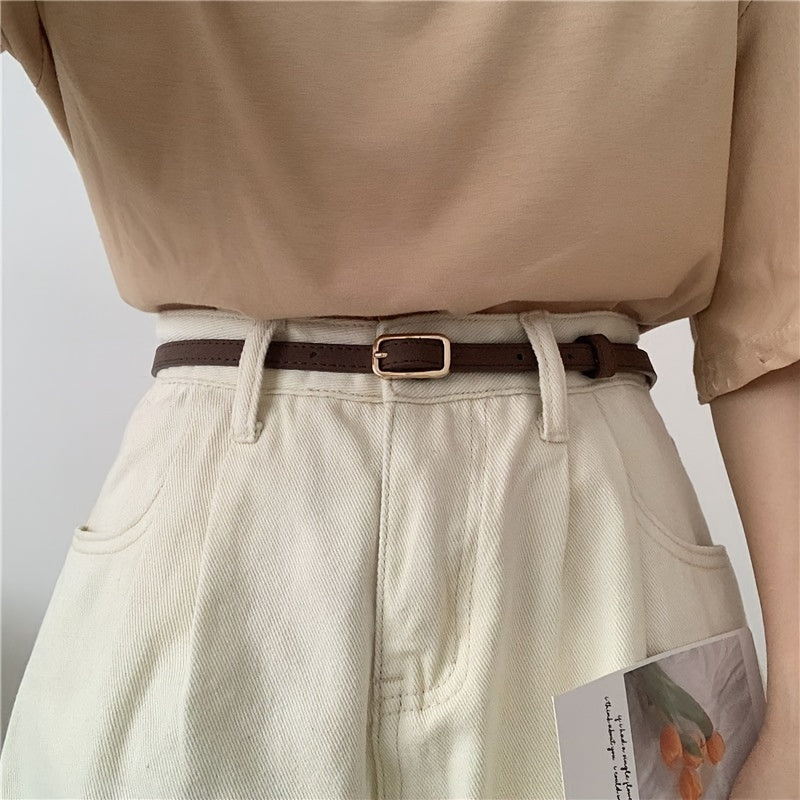 1 Women's PU Slim Waistband Jeans Belt