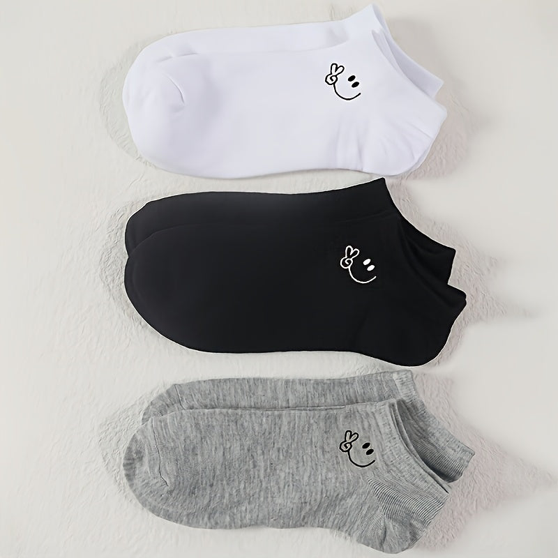 3 Pairs Unisex Sports Casual Invisible Socks - Easy Versatile Solid Color Fashion Short Socks, Black, White, Gray Socks - Moisture-Wicking Breathable Fabric, Suitable for Daily Casual Basketball, Hiking, - Sports Casual, Elastic Fit Design