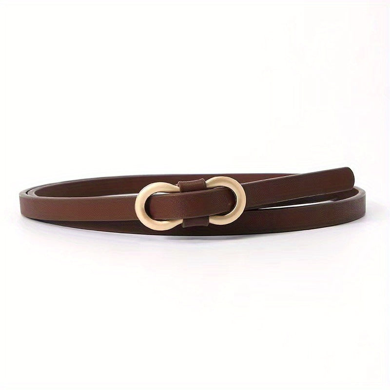 1pc, Simple Figure-eight Buckle Slim Belt, Vintage Thin Belt, Versatile Fashion Knot Tie, Decorative Waist Accessory for Skirts and Sweaters, Small Suit Belt, Narrow Dress Belt, Must-have Fashionable Women's Belt