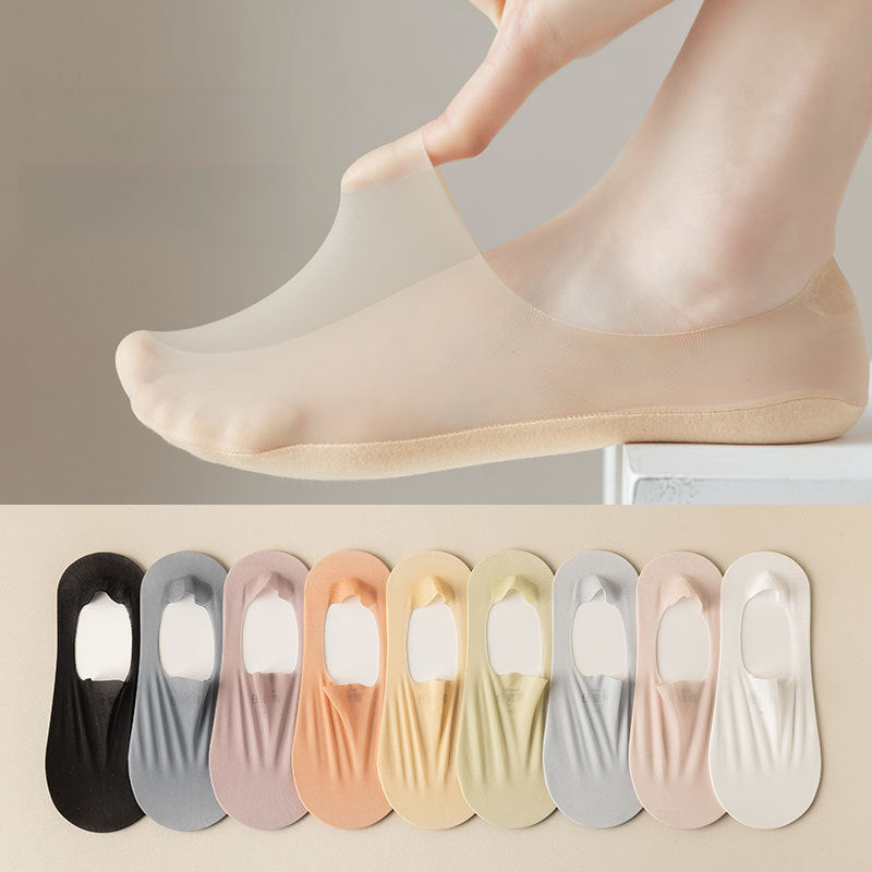 2 Pairs Women'S Summer Thin No Show Socks - Solid Color Low Cut Anti-Slip Boat Socks, Ultra-Thin Breathable Non-Rubbing Socks Comfort, Versatile Short Socks